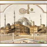 Tuğra Eski İstanbul Ayasofya Camii Motifli Kanvas Tablo DBSANAT1234613