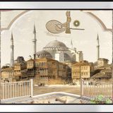 Tuğra Eski İstanbul Ayasofya Camii Motifli Kanvas Tablo DBSANAT1234713