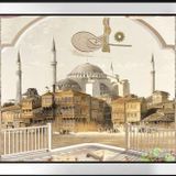 Tuğra Eski İstanbul Ayasofya Camii Motifli Kanvas Tablo DBSANAT12347