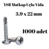 Tuğra Hırdavat Matkap Uçlu Akıllı Vida YSB 3,9x22 1000'li Kutu Yıldız Silindir Başlı