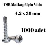 Tuğra Hırdavat Matkap Uçlu Akıllı Vida YSB 4,2x38 1000'li Kutu Yıldız Silindir Başlı