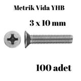 TUĞRA HIRDAVAT Metrik Vida Civata Yhb 3x10 mm 100 Adet Yıldız