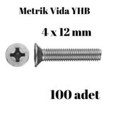 Tuğra Hırdavat Metrik Vida Civata Yhb 4x12 100'lü Paket