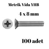 Tuğra Hırdavat Metrik Vida Civata Yhb 4x8 100'lü Paket