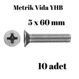Tuğra Hırdavat Metrik Vida Civata Yhb 5x60 10'lu Paket