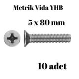 Tuğra Hırdavat Metrik Vida Civata Yhb 5x80 10'lu Paket