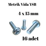 Tuğra Hırdavat Metrik Vida YSB 4X15 16 Adet Yıldız Silindir Başlı Vida