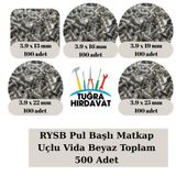 Tuğra Hırdavat RYSB Pul Başlı Matkap Uçlu Vida Beyaz 3.9 mm (13-16-19-22-25 mm) 500 Adet