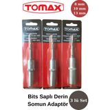 TUĞRA HIRDAVAT Tomax 3'lü Bits Saplı Derin Lokma Adaptör Seti (8 mm – 10 mm – 13 mm)
