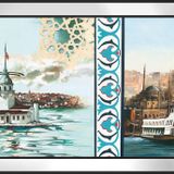 Tuğra Kız Kulesi ve İstanbul Boğaz Vapuru Motifli Kanvas Tablo DBSANAT1437313