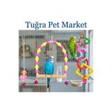 TUĞRA PET MARKET Muhabbet Kuşu , Kuş Salıncağı , Kuş Zili , Halkalı Oyuncak Ve Salıncak Seti Renkli Pembe Set