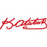 Tuğra Reklam Atatürk İmza Sticker 30 x 7,5 cm Kırmızı - 30 x 7.5 cm