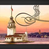 Tuğra ve Kız Kulesi Motifli Kanvas Tablo DBSANAT13737