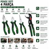 Tuğraçelik Bosch 1600A02W7K 4 Parça Pense Seti - 10 Inç Papağan Pense, 7 Inç Pense, 6 Inç Yan Keski, 7 Inç Kargaburnu
