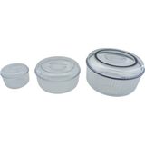 Tuğraçelik Crystal Ware F-402 3'lü Yuvarlak Saklama Kabı Seti (4750ML) Mika & Kristal Plastik- 12'li Paket