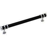 Tuğraçelik Ibico 948 Boru Çekmece Kulp 12.8 cm - Krom Yüzük Siyah Kulp- 10'li Paket