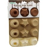 Tuğraçelik Ibico İ22-040 Rüzgar Gülü, Yıldız ve Klasik Çizgili Silikon Mini Muffin Kek Kalıbı- 6'li Paket