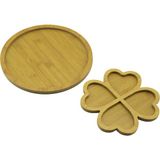 Tuğraçelik Pablito Home PBT-518 Oval ve 4 Bölmeli Çiçek Ahşap Sunum Tepsi Seti (2 Model)- 24'li Paket