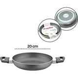 Tuğraçelik Papilla Fred 20 cm Granit Sahan - Çift Saplı Gri Kırçıllı BRKT-705724- 12'li Paket