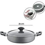 Tuğraçelik Papilla Fred 24 cm Basık Granit Tencere - Karnıyarık Cam Kapaklı BRKT-712265- 6'li Paket