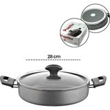Tuğraçelik Papilla Fred 28 cm Basık Granit Tencere - Karnıyarık Cam Kapaklı BRKT-705687- 6'li Paket
