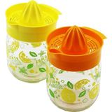Tuğraçelik Qlux C-00170 Fresia Limon Sıkacağı 425 cc - Desenli Cam Hazneli Renkli Plastik Sıkacaklı- 12'li Paket