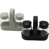 Tuğraçelik Qlux C-00381 Drop Standlı 2'li Cam Tuzluk ve Baharatlık Seti - Kürdanlıklı ve Taşıma Kulplu Stand- 15'li Paket