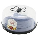 Tuğraçelik Qlux L-00501-2 Yuvarlak Kek ve Pasta Fanusu - Antrasit Gri Taban, Kelebek Baskılı Şeffaf Kulplu Kapak- 6'li Paket - Antrasit - Gri