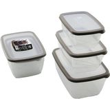 Tuğraçelik Qlux L-00772 Bio Extra 3'lü Sızdırmaz Saklama Kabı Seti - 1600, 2800 ve 4600 ml Şeffaf- 8'li Paket