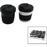 Tuğraçelik Qlux L-00985 Cozy No-1 Plastik Kahve Bardağı 400 ml - Silikon Kaplama Göbekli- 24'li Paket