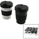 Tuğraçelik Qlux L-00986 Cozy No-2 Plastik Kahve Bardağı 500 ml - Silikon Kaplama Göbekli- 24'li Paket