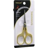 Tuğraçelik Taksun Scissors ES-002-G Altın Saplı Bıyık Berber Makası 12.8x5.7cm- 12'li Paket