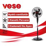 Tuğraçelik Vese VNT-004 Ev Tipi Ayaklı Vantilatör 16 Inç - 45W 5 Plastik Pervane 3 Kademe