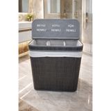 Tuğrastore Lüks Bambu 3 Bölmeli Çamaşır Kirli Sepeti 52x32x60cm Büyük Boy 100 Litre