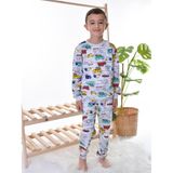 Tuğse Erkek Çocuk Gri Arabalı Pijama Takım - 4 Yaş - Açık Gri