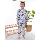Tuğse Erkek Çocuk Gri Arabalı Pijama Takım - 7 Yaş - Açık Gri