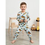 Tuğse Iş Makinesi Desenli Erkek Çocuk Uzun Kollu Pamuklu Alt Üst Pijama Takımı - 7 - Krem