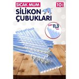 TUĞSET ETİKET 10 Adet Sıcak Mum Silikon 11,3 mm Kalın Çubuk Silikon Tabanca Mumu- T983