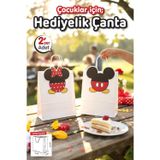 Tuğset Etiket Burgu Saplı Karton Beyaz Çanta (2+2) 4 adet Çocuklar İçin Doğum Günü Parti Konsept Hediyelik Çanta-T1564