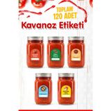 Tuğset Etiket Domates Biber Salça Kavanoz Etiket Sos Etiketleri, Menemenlik Kahvaltılık Sos Etiket 3,5x4,5 120 Adet-T1534