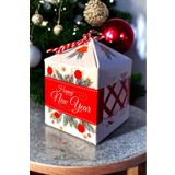 TUĞSET ETİKET Happy New Year Yılbaşı Yeni Yıl Pencereli Hediye Kutusu 10 Adet - T643