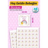 Tuğset Etiket Hoş Geldin Bebeğim Etiket Kare 3 5 cm Kız 48 Adet Bebek Yenidoğan Hediyelik Çikolata Etiketi Sticker T1125