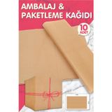 Tuğset Etiket Kraft Hediye Paketi, Yılbaşı Çeyiz kolisi Paketleme Kağıdı, Ambalaj Kağıdı 50x70 Cm 10 Adet-T359