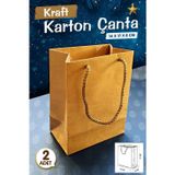 Tuğset Etiket Kraft Karton Çanta Hediye Paketi Çanta Poşet 2'li 14*17*8CM-T1068