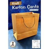 Tuğset Etiket Kraft Karton Çanta Hediye Paketi Çanta Poşet 2'li 22 x 22 x 11 cm
