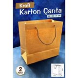 Tuğset Etiket Kraft Karton Çanta Hediye Paketi Çanta Poşet 2'li 22*22*11cm-T1069