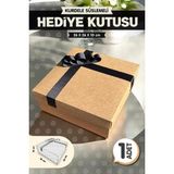 Tuğset Etiket Kurdeleli Hediye Kutusu Kraft 26X26X10CM Bohça Nişan Gelin Damat Boş Hediye Kutusu 1ADET-K1-T1140