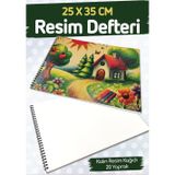 Tuğset Etiket Resim Defteri Spiralli Kraft Karton Kapak 20 Yaprak 25x35 cm Büyük Boy -T1485