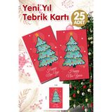 Tuğset Etiket Tuğset Yılbaşı Hediye Kartı 25 ADET 8x5 cm Kırmızı Renkli Yeni Yıl Tebrik Kartı