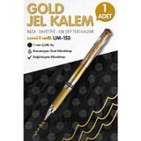 Tuğset Etiket Uni-Ball Um-153 Signo Broad Roller Kalem GOLD 1.0 mm Davetiye Kalemi /Gold Yazan Davetiye Anı Defteri Kalemi / İmza Kal